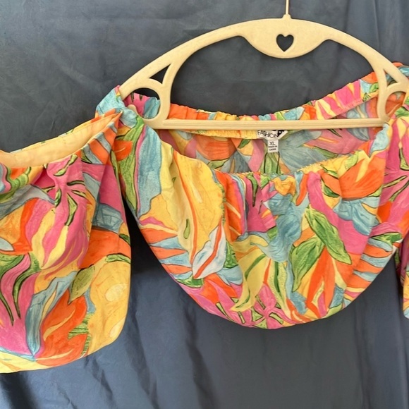 Fashion Nova: Multicolor Off-Shoulder Top and Shorts Set- Pockets- zipper- XL - Picture 9 of 16